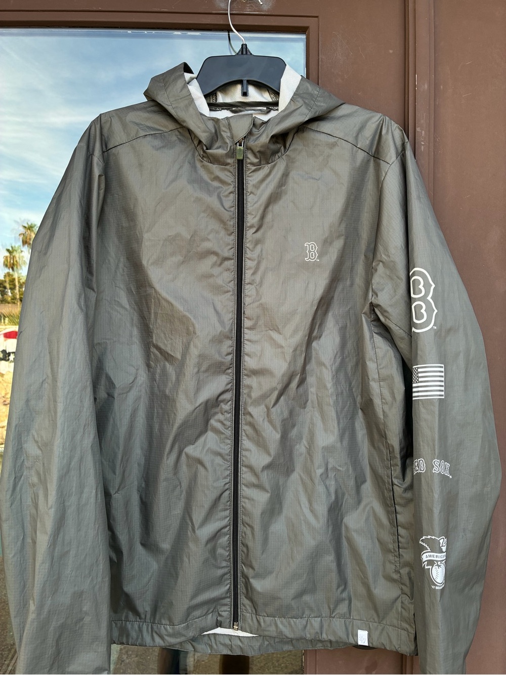 '47 FORWARD Boston Red Sox Grey Full-Zip Hooded Wind/Rain Jacket L